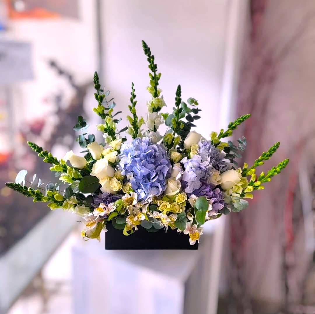 Centro de mesa · Hortensias